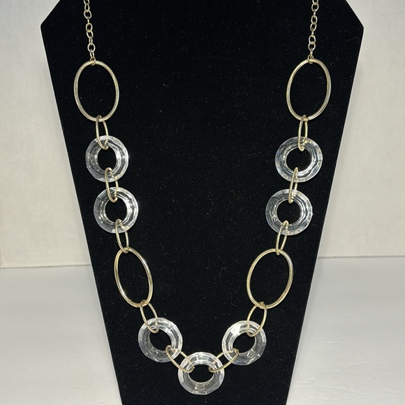 VTG Plastic Rings Gold Tone Ovals Link Necklace 30” Clasp To Clasp 3”Extension - Picture 5 of 8